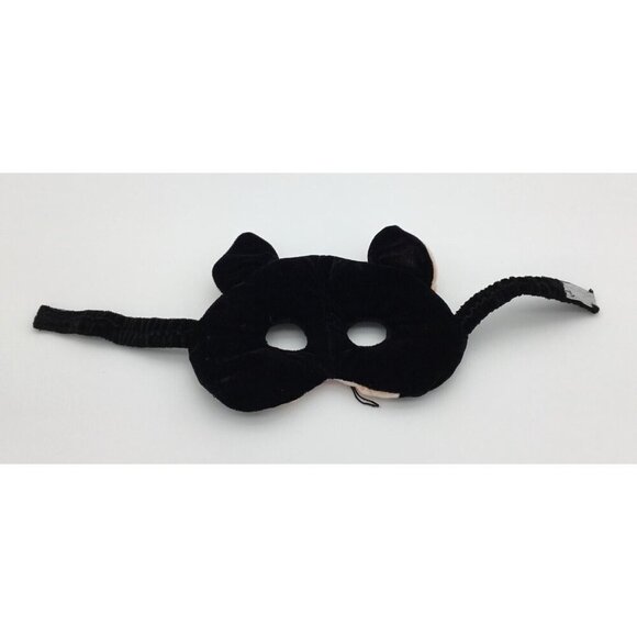 Plush Black Cat Mask with Adjustable Back Band and Faux Bendable Tail Costume - Picture 6 of 9